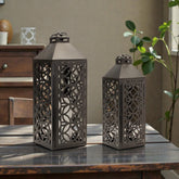 Ornate Geometric Candle Lantern Set
