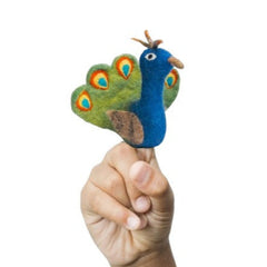 Peacock Finger Puppet | Handcrafted Felt Figure