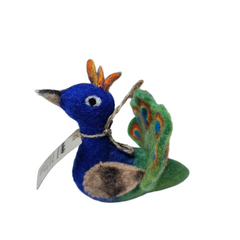 Peacock Finger Puppet | Handcrafted Felt Figure