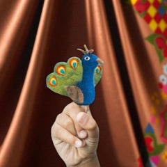Peacock Finger Puppet | Handcrafted Felt Figure