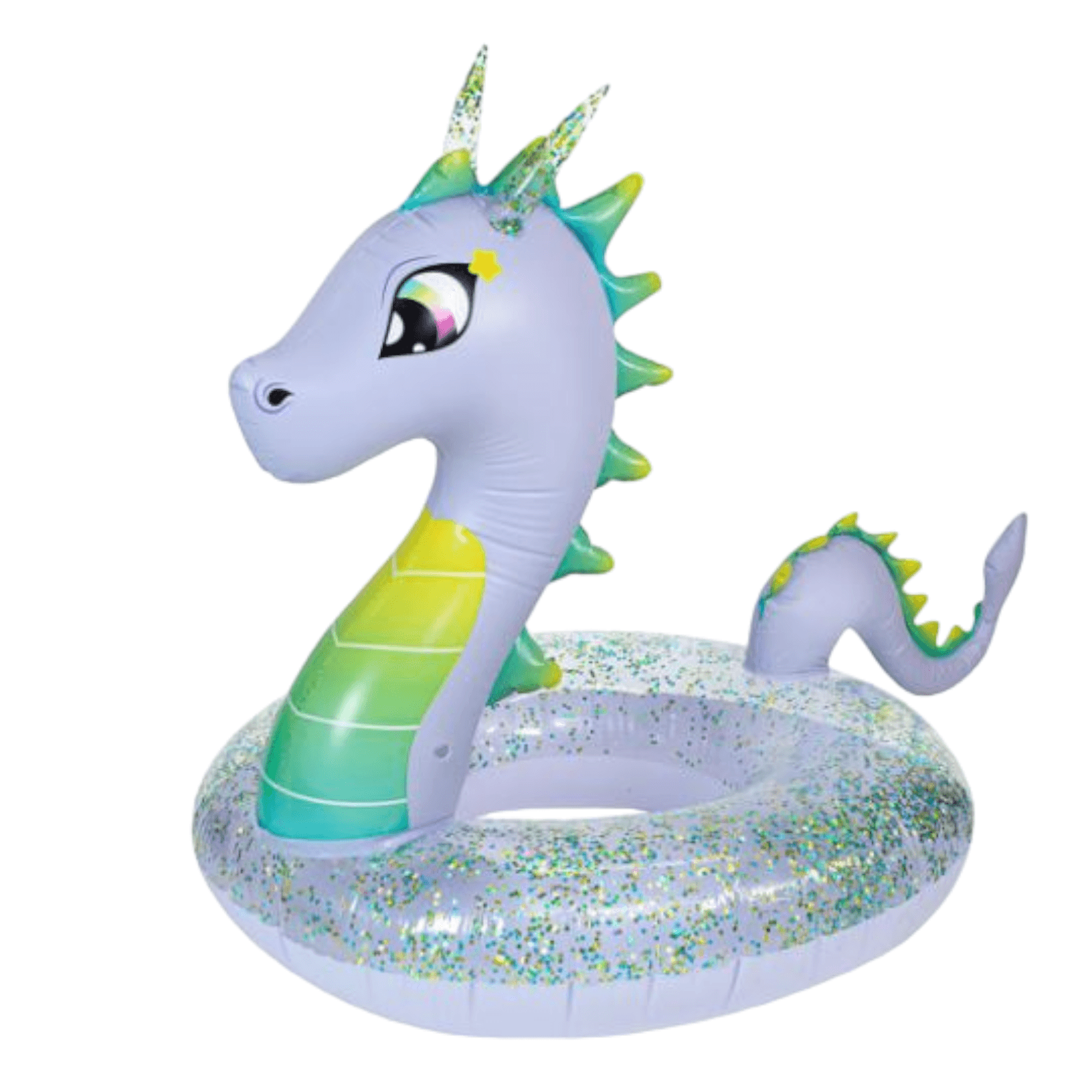 Pool Candy Dragon Pool Float Large Pool Tube Holographic Glitter 40" Ages 6+