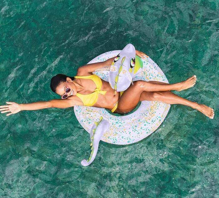 Pool Candy Dragon Pool Float Large Pool Tube Holographic Glitter 40" Ages 6+