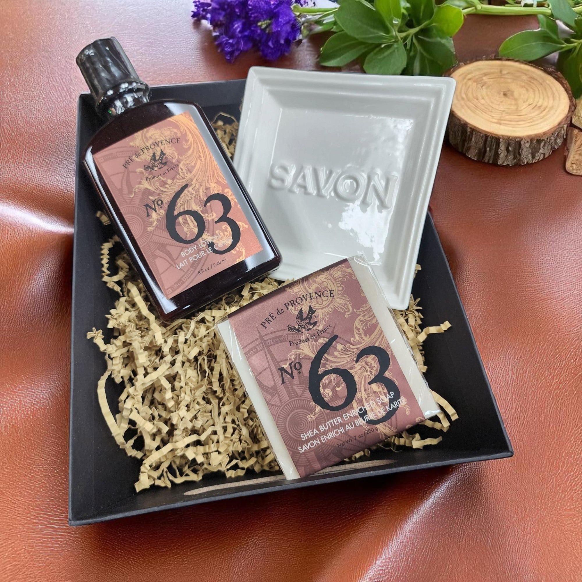 Pre De Provence No.63 Body Lotion, Cube Soap, and Dish Gift Box