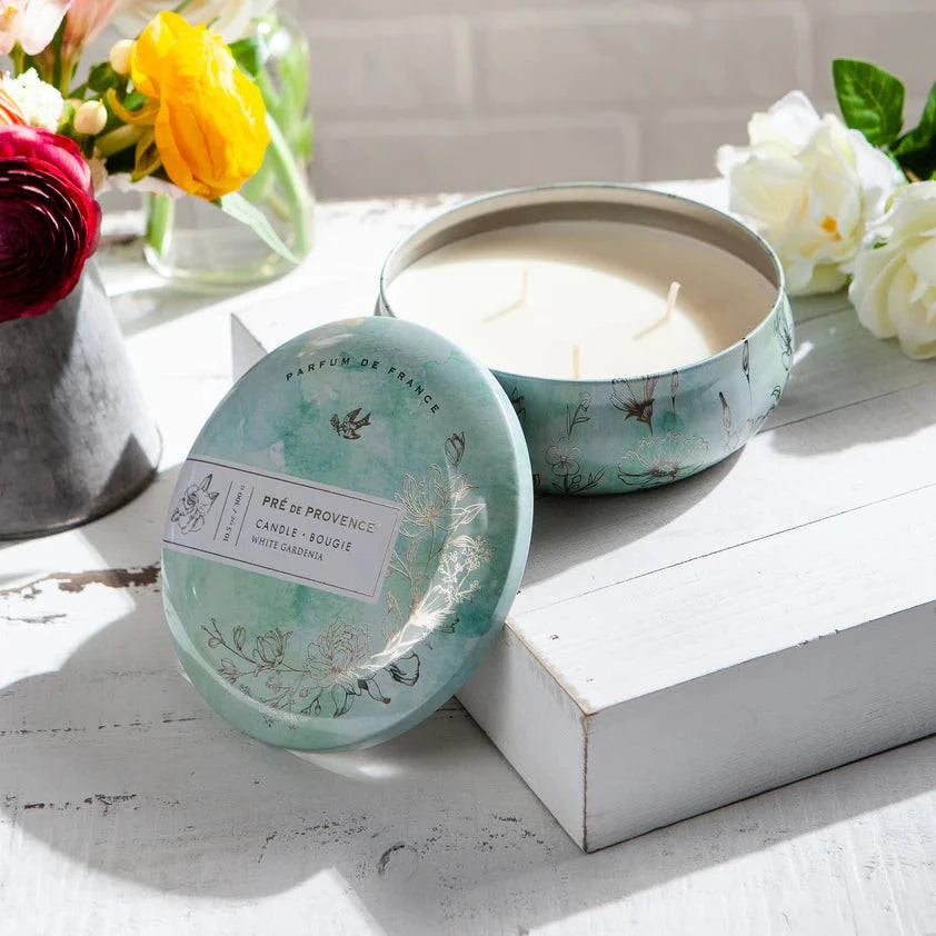 Pre De Provence Three Wick Candle White Gardenia 10.5 oz