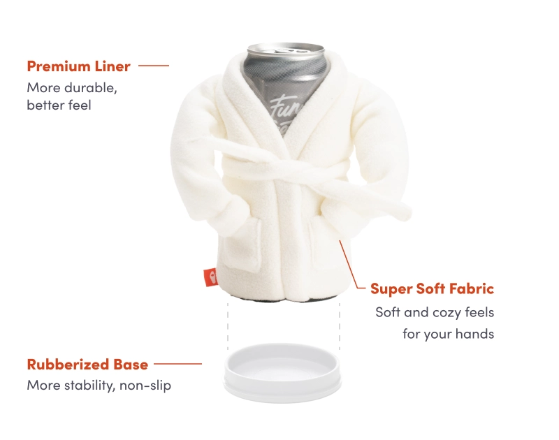 Puffin - The Spa Robe - Insulated 12 oz Can Cooler I Beer Bottle & Soda Can Insulator, Keep Drinks and Beverages Cold - Sandy White