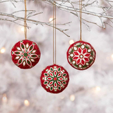 Quilled Ornaments | Berry Red Set of 3