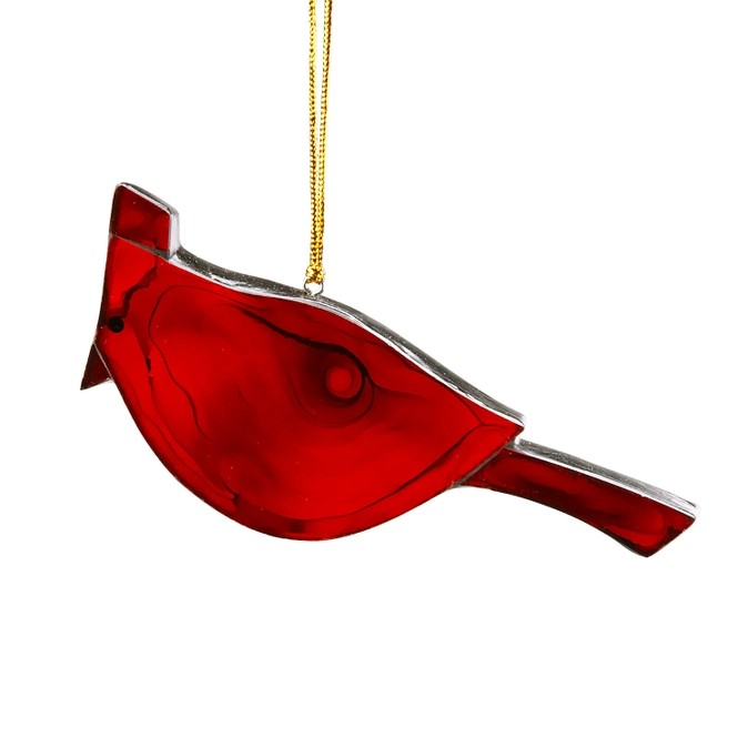 Red Cardinal Ornament | Glass Inlay