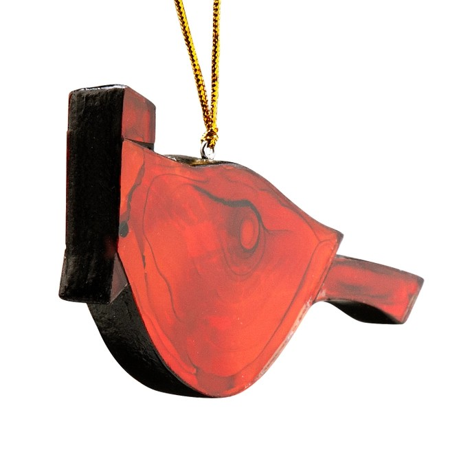 Red Cardinal Ornament | Glass Inlay