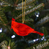 Red Cardinal Ornament | Glass Inlay