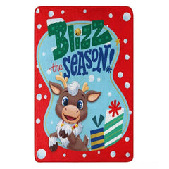 Rudolph Plush Throw Christmas Blanket Reindeer in Here Blizz the Season 60x46