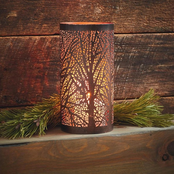 Rustic Forest Silhouette Candle Lantern | River Birch