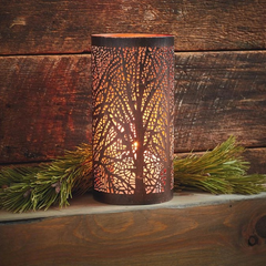 Rustic Forest Silhouette Candle Lantern | River Birch