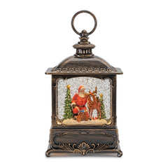 Santa and Woodland Animals LED Snow Globe Lantern
