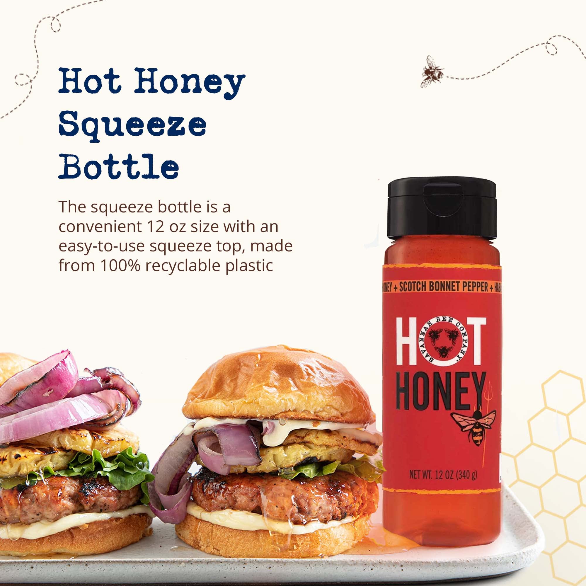Savannah Bee Company Hot Honey | 12 oz Squeeze Bottle
