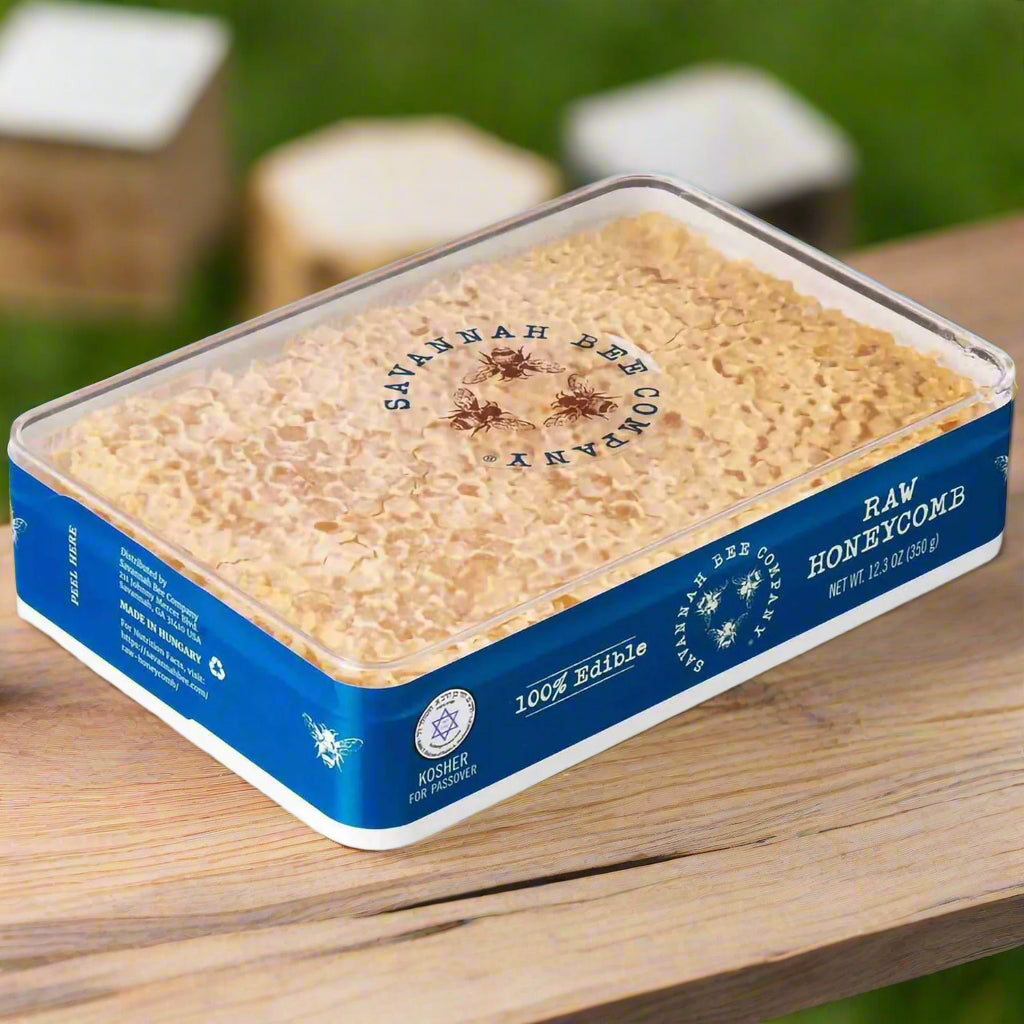 Savannah Bee Company Pure Raw Acacia Honeycomb - All Natural, Edible and Unfiltered - 12.3 oz