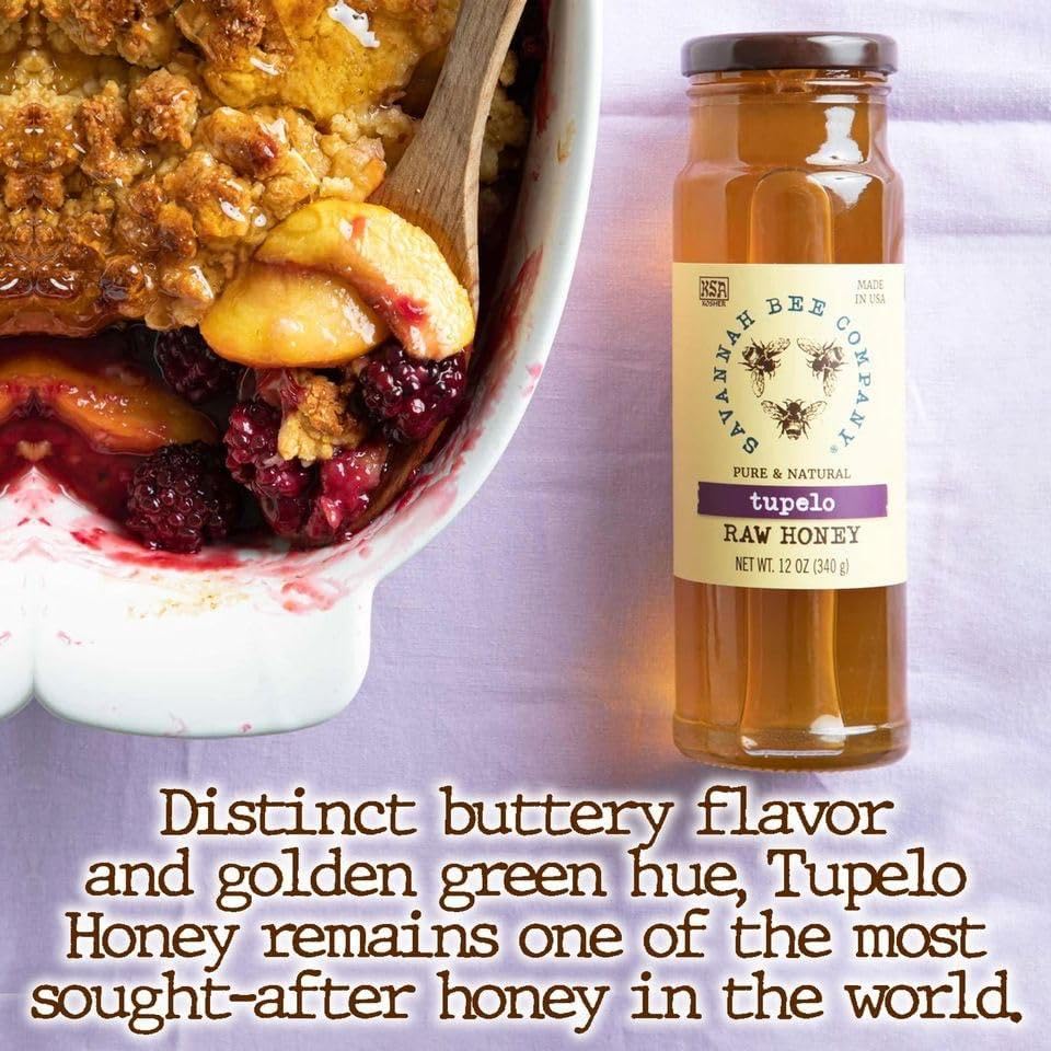 Savannah Bee Company Tupelo Raw Honey | Pure, Natural | 12 oz Jar