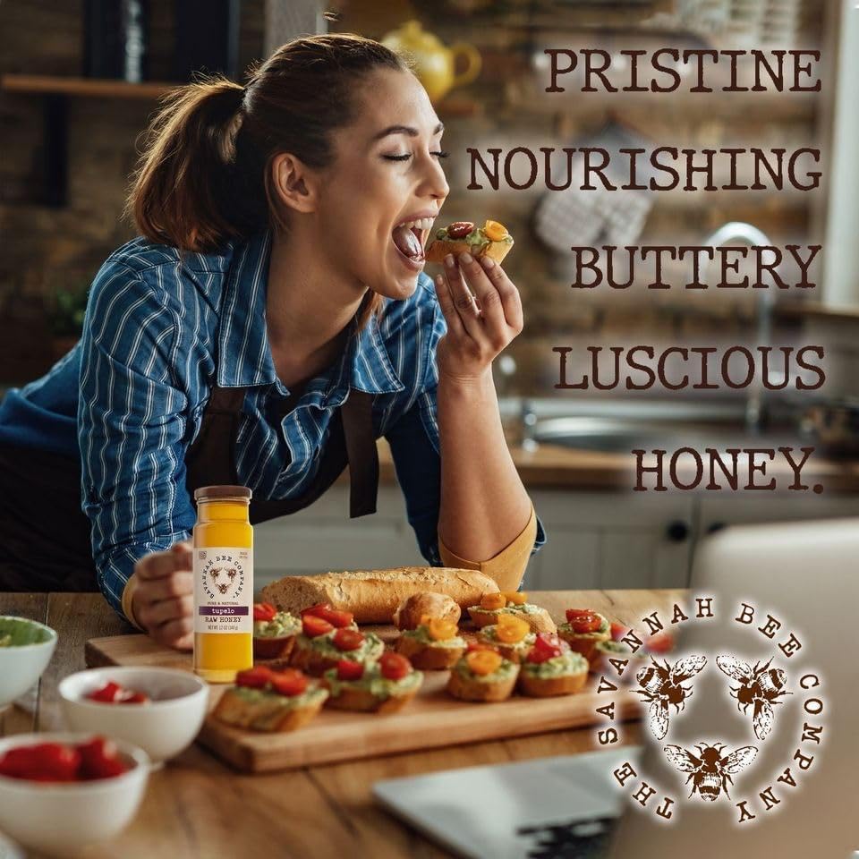 Savannah Bee Company Tupelo Raw Honey | Pure, Natural | 12 oz Jar