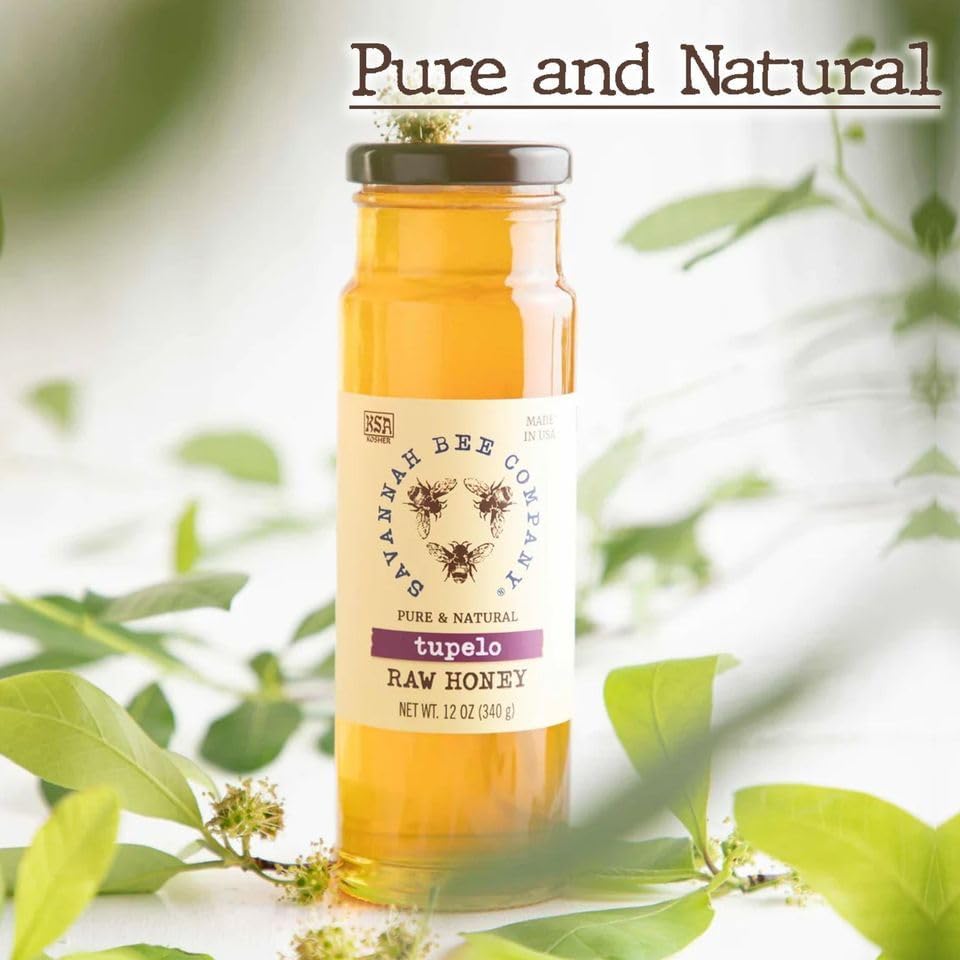 Savannah Bee Company Tupelo Raw Honey | Pure, Natural | 12 oz Jar