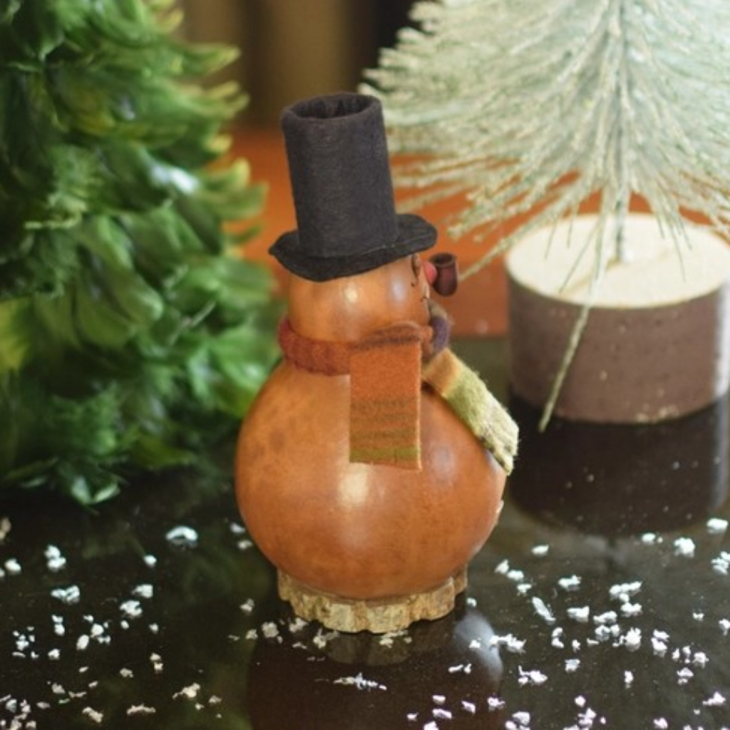 Snowman Gourd Luminary | Hand Crafted | Natural