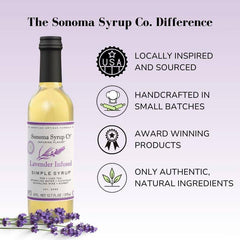 Sonoma Syrup Co Lavender Infused Simple Syrup, 12.7 Fl Oz for Coffee, Cocktails, and Cooking