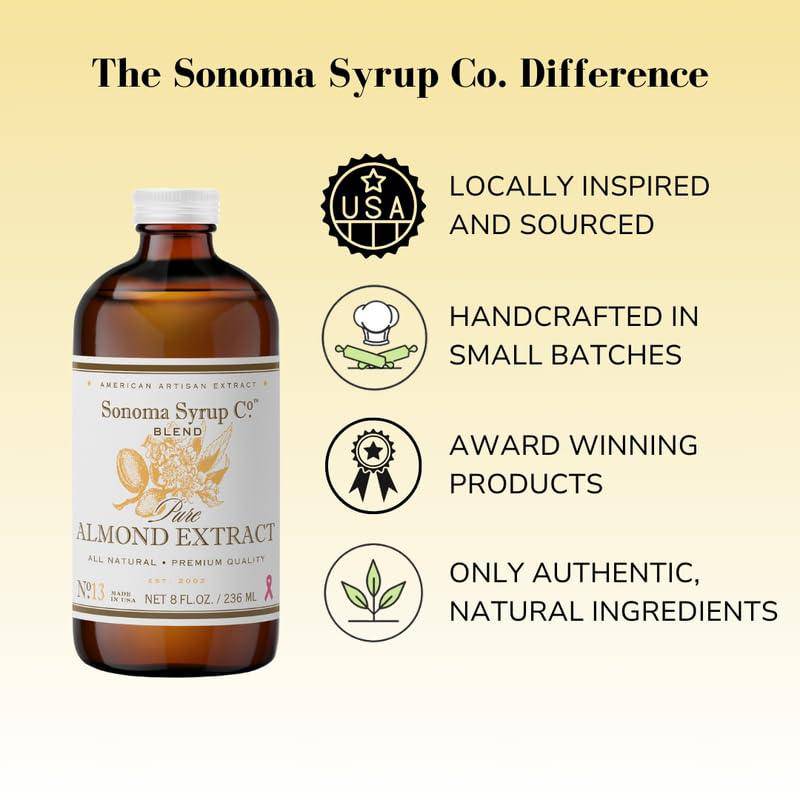 Sonoma Syrup Co Pure Almond Extract, 8 Fl Oz for Baking