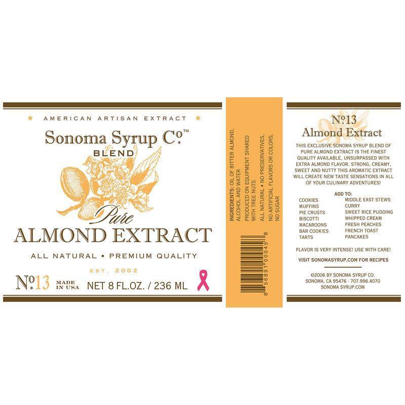 Sonoma Syrup Co Pure Almond Extract, 8 Fl Oz for Baking