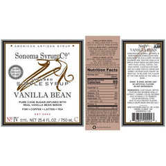 Sonoma Syrup Co Vanilla Bean Infused Syrup, 25.4 Fl Oz for Coffee, Cocktails, and Cooking