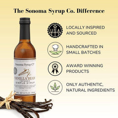 Sonoma Syrup Co Vanilla Bean Simple Syrup, 12.7 fl oz for Coffee, Cocktails, and Cooking