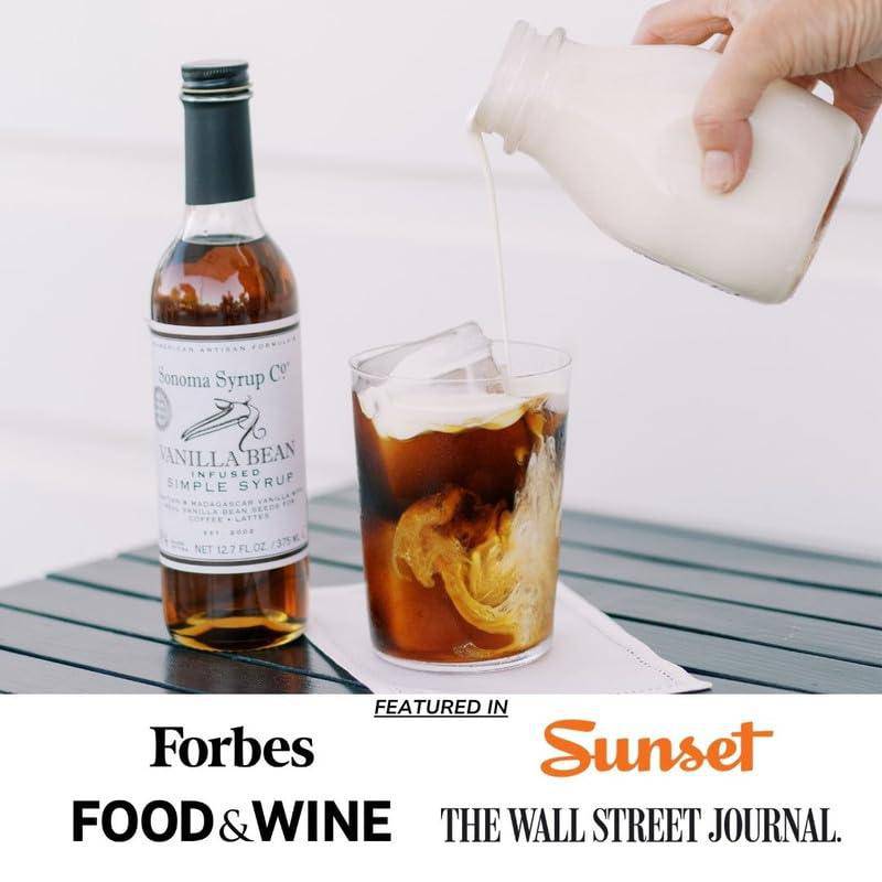Sonoma Syrup Co Vanilla Bean Simple Syrup, 12.7 fl oz for Coffee, Cocktails, and Cooking