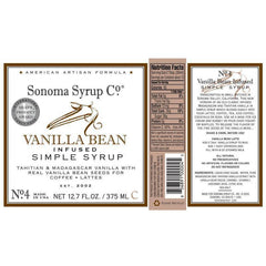 Sonoma Syrup Co Vanilla Bean Simple Syrup, 12.7 fl oz for Coffee, Cocktails, and Cooking