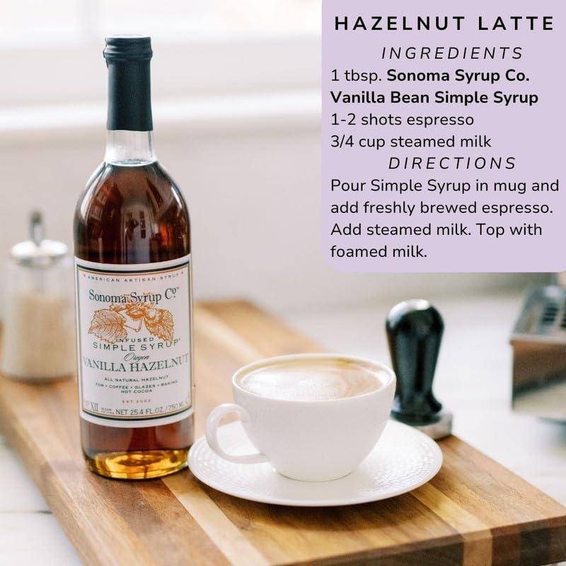 Sonoma Syrup Co Vanilla Hazelnut Syrup, 25.4 Fl Oz for Coffee, Cocktails, and Cooking