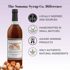 Sonoma Syrup Co Vanilla Hazelnut Syrup, 25.4 Fl Oz for Coffee, Cocktails, and Cooking