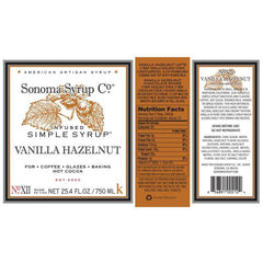 Sonoma Syrup Co Vanilla Hazelnut Syrup, 25.4 Fl Oz for Coffee, Cocktails, and Cooking