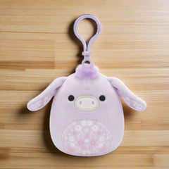 Squishmallows Delzi the Donkey Easter Bag Clip Plush Floral Belly 3 In