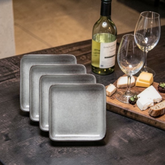 Stinson Square Appetizer Plate | Light Gray Stoneware Set of 4