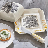 Stoneware Butter Dish with Spreader | Sunflower