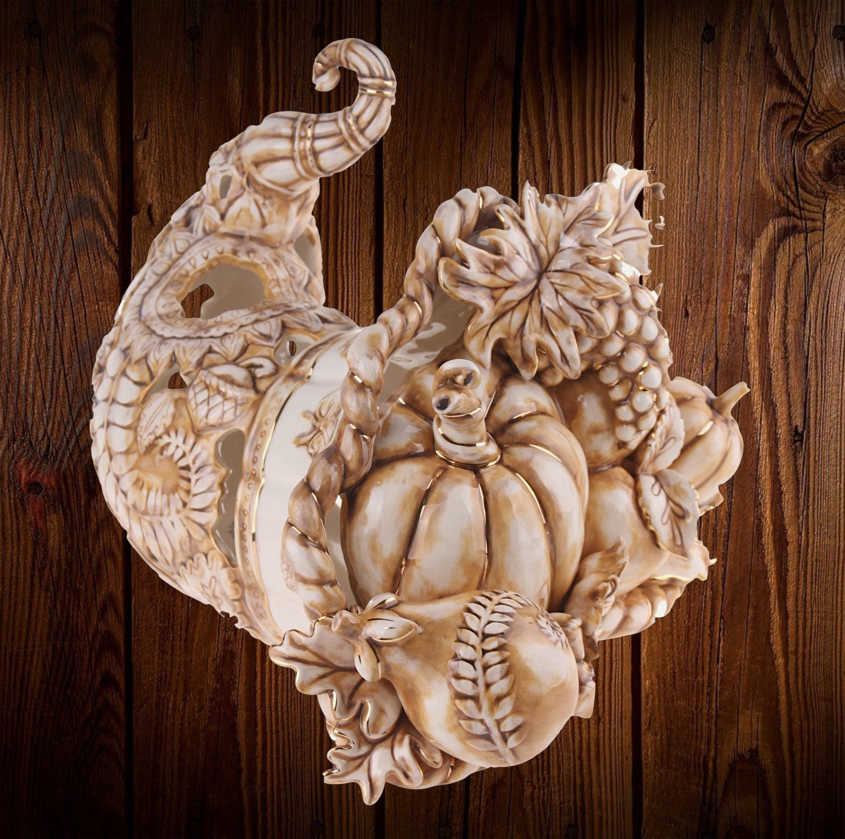 Thanksgiving Cornucopia Tealight Candle Holder Centerpiece