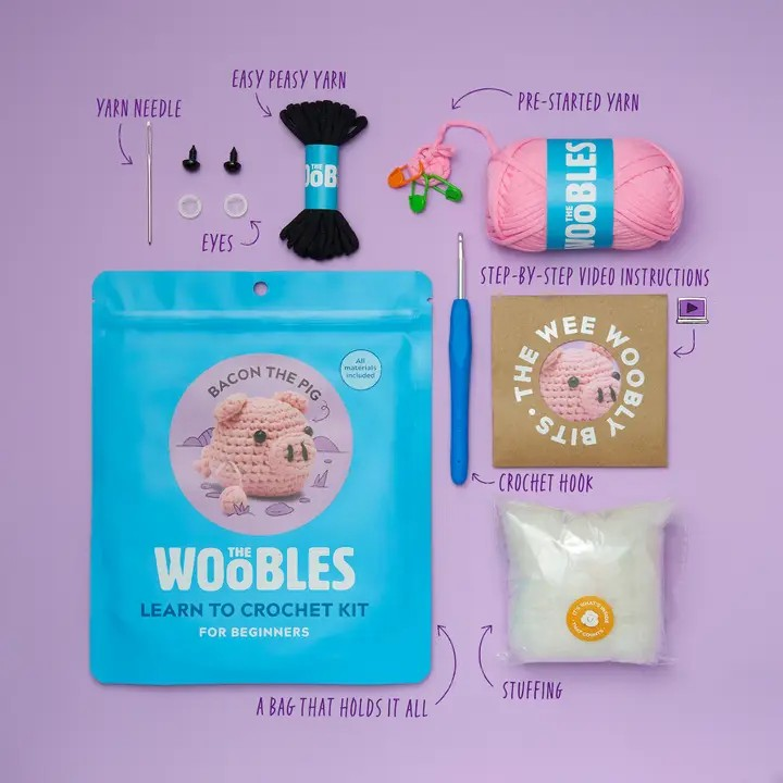 The Woobles Beginner Crochet Kit | Bacon the Pig