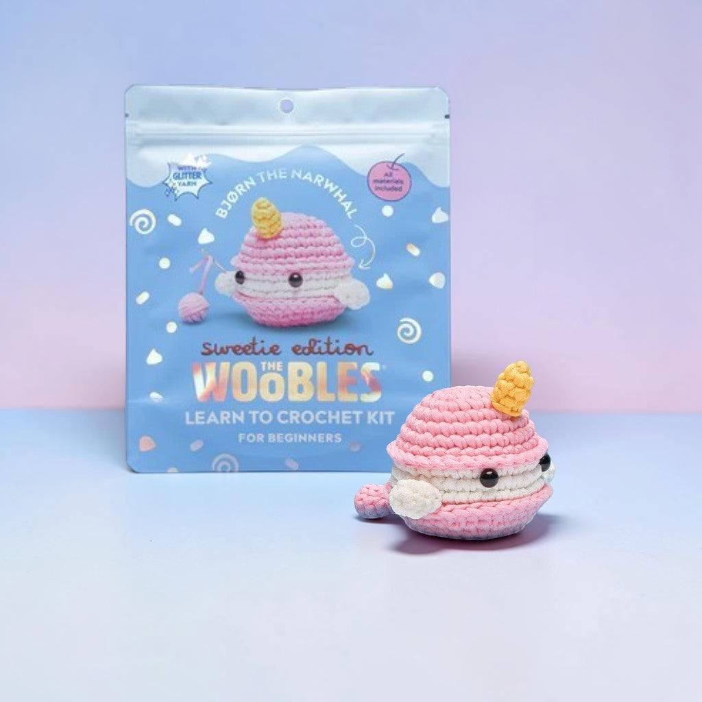 The Woobles Beginner Crochet Kit | Bjorn the Narwhal (Sweetie Edition)