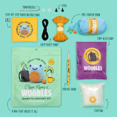 The Woobles Beginner Crochet Kit | Elyse Myers Chilly the Frog Bundle