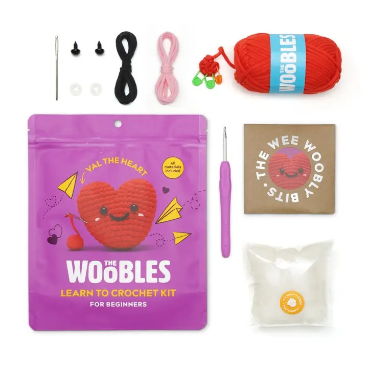 The Woobles Beginner Crochet Kit | Val the Heart