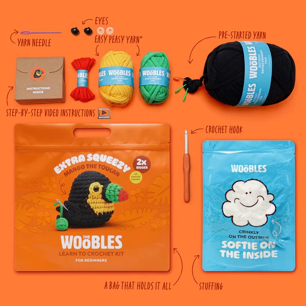The Woobles Extra Squeezy Beginner Crochet Kit | Mango the Toucan