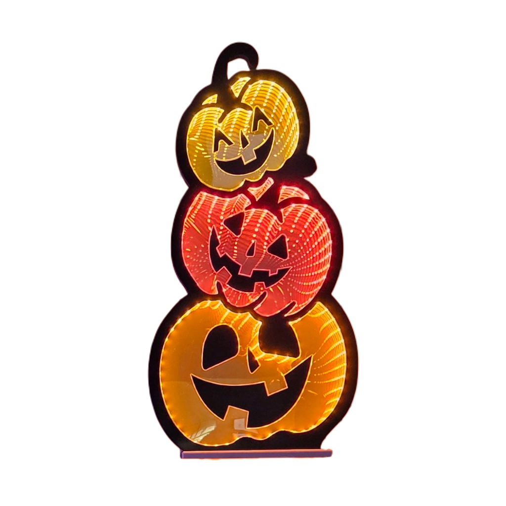 Triple Jack-o-Lantern Infinity Light 23"H