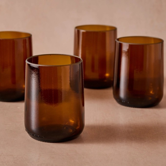 Upcycled Glass Tumbler Set | 8 oz Amber