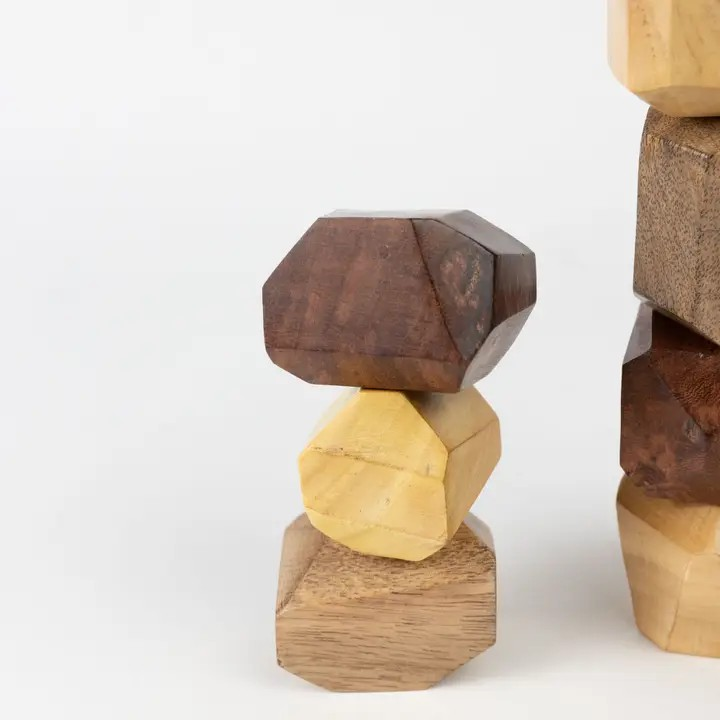 Upcycled Wood Stacking Stones | Set of 9