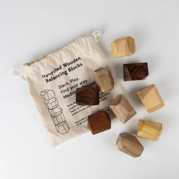 Upcycled Wood Stacking Stones | Set of 9