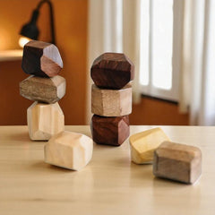 Upcycled Wood Stacking Stones | Set of 9