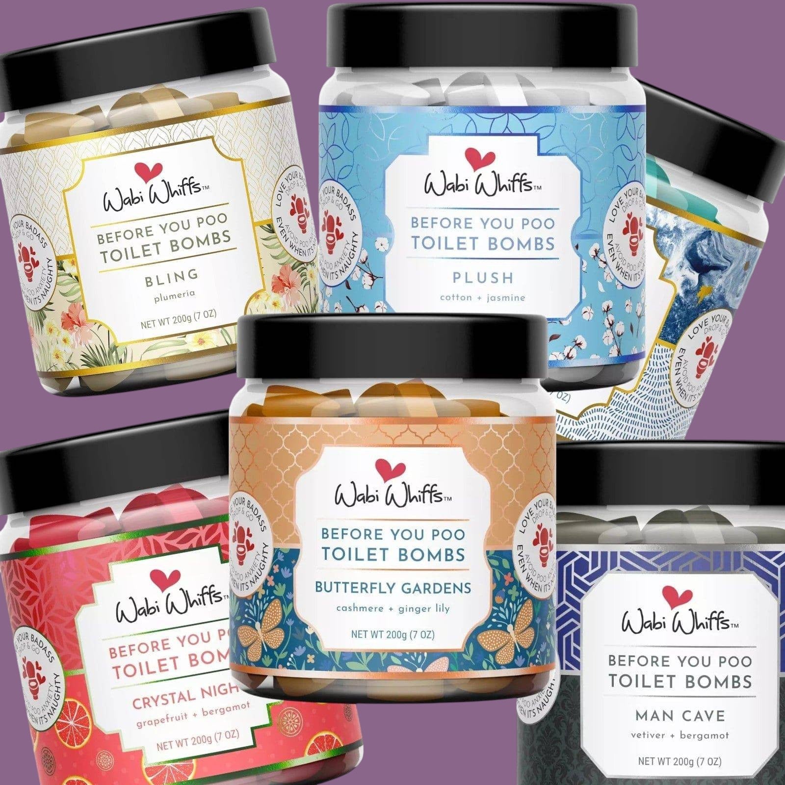 Wabi Whiffs Toilet Bombs Bathroom Deodorizer Fizzing Love Bombs 60 Ct