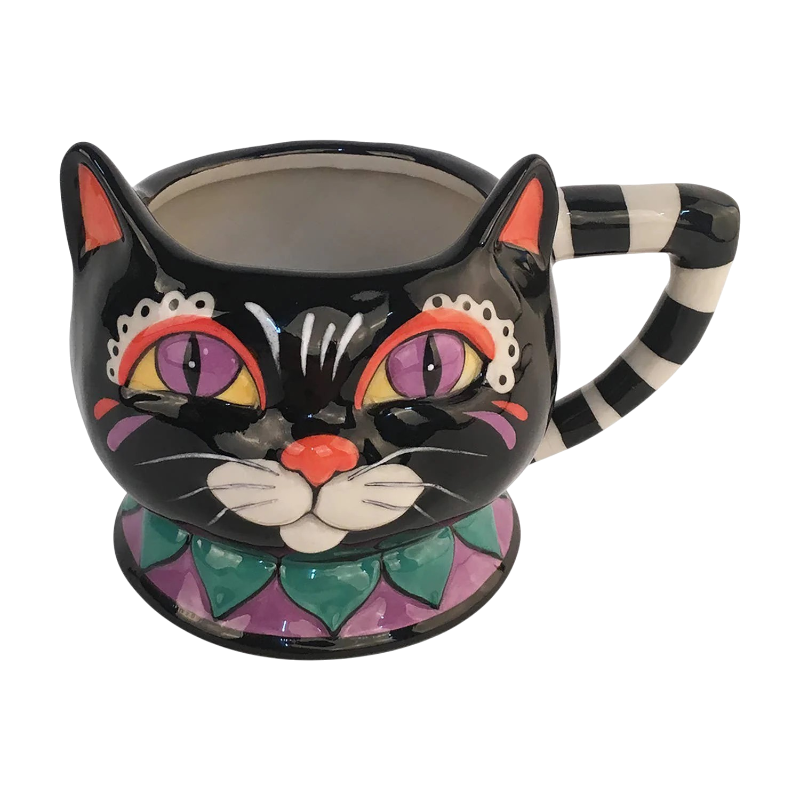 Whimsical Black Cat Mug