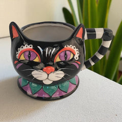 Whimsical Black Cat Mug